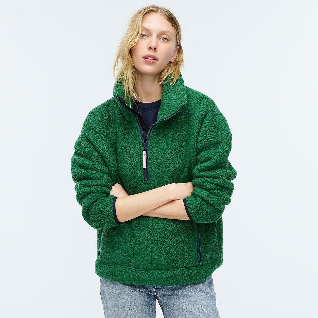Polartec® sherpa fleece half-zip pullover jacket