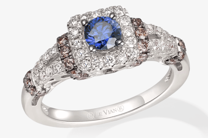 Le Vian Round-Cut Sapphire Ring 5/8 ct tw Diamonds 14K Vanilla Gold