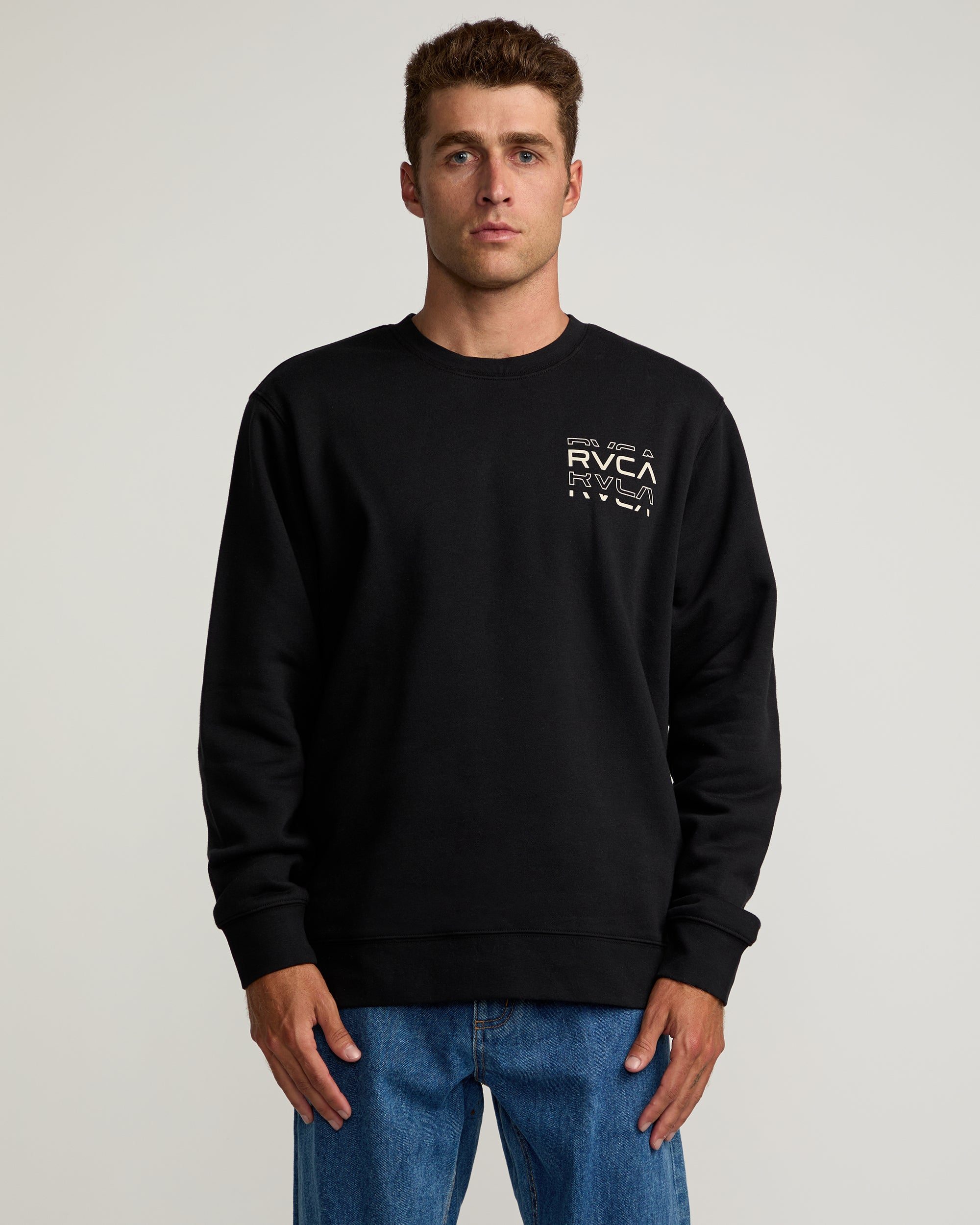 Image of Logo Shatter Crew Sweatshirt - Black