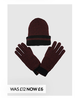 Mens Dark Red Hat & Glove Thinsulate Set