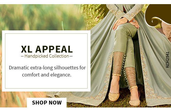 Extra-long Abaya suits, Gowns, Long skirts, Kurtas, Fusion Lehengas. Shop!