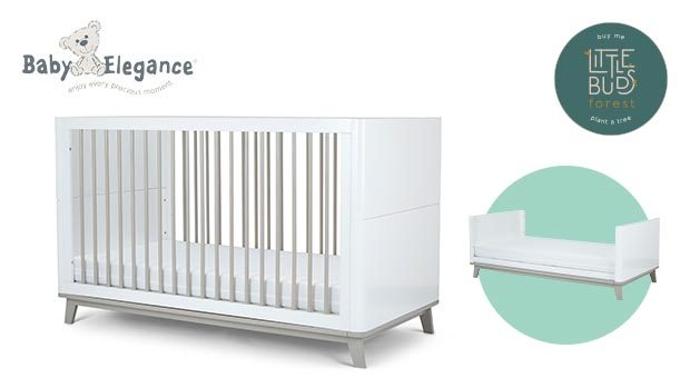 Baby Elegance Lola Cot Bed White & Grey