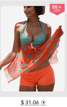 Asymmetric Hem Padded Open Back Printed Tankini Set