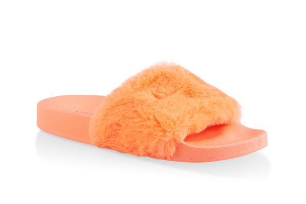 Faux Fur Band Pool Slides