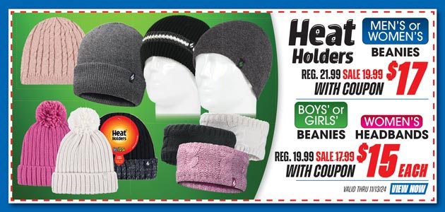 Heat Holders Adults or Youth Beanie or Women's Headbands