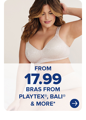 An image of a woman in a white bra. From 17.99 bras from Playtex, Bali and more.