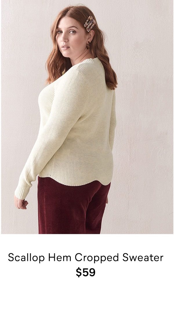 Scallop hem cropped sweater $59.00