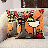 Margarita-Themed Embroidered Cotton Cushion Covers