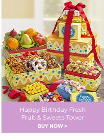 Happy Birthday Fresh Fruit & Sweets Tower