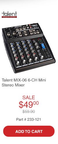 Talent MIX-06 6-Channel Mini Stereo Mixer