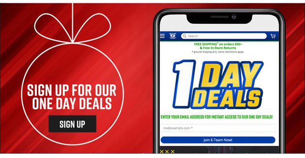 Sign Up For Our One Day Deals
