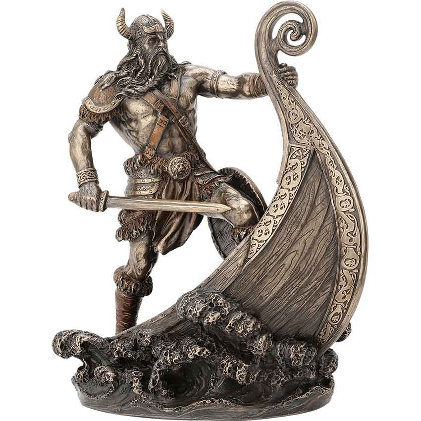 Image of Viking Warrior Standing on Prow Statue