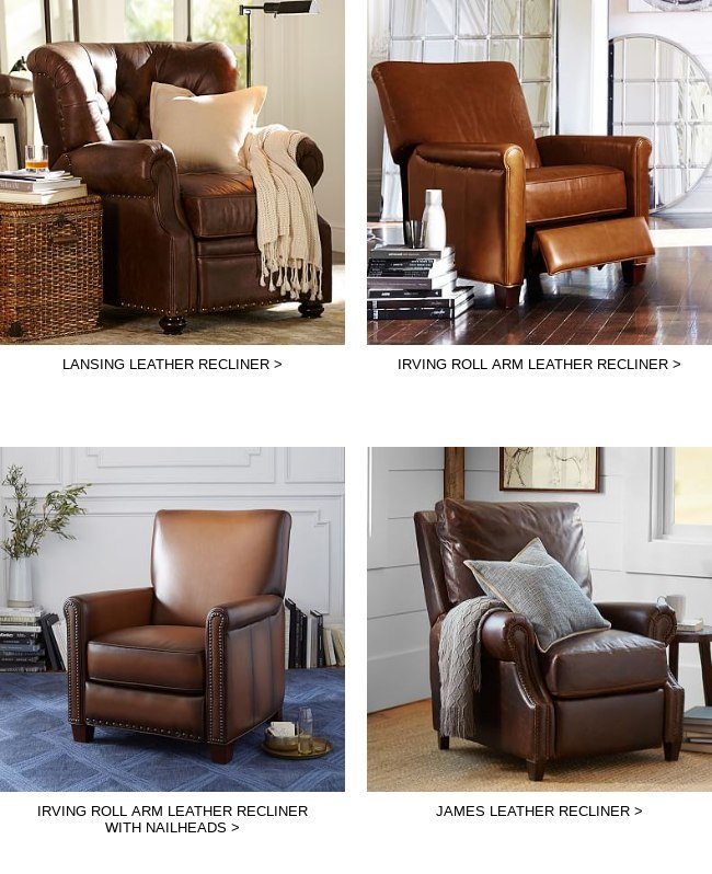 pottery barn james leather recliner reviews