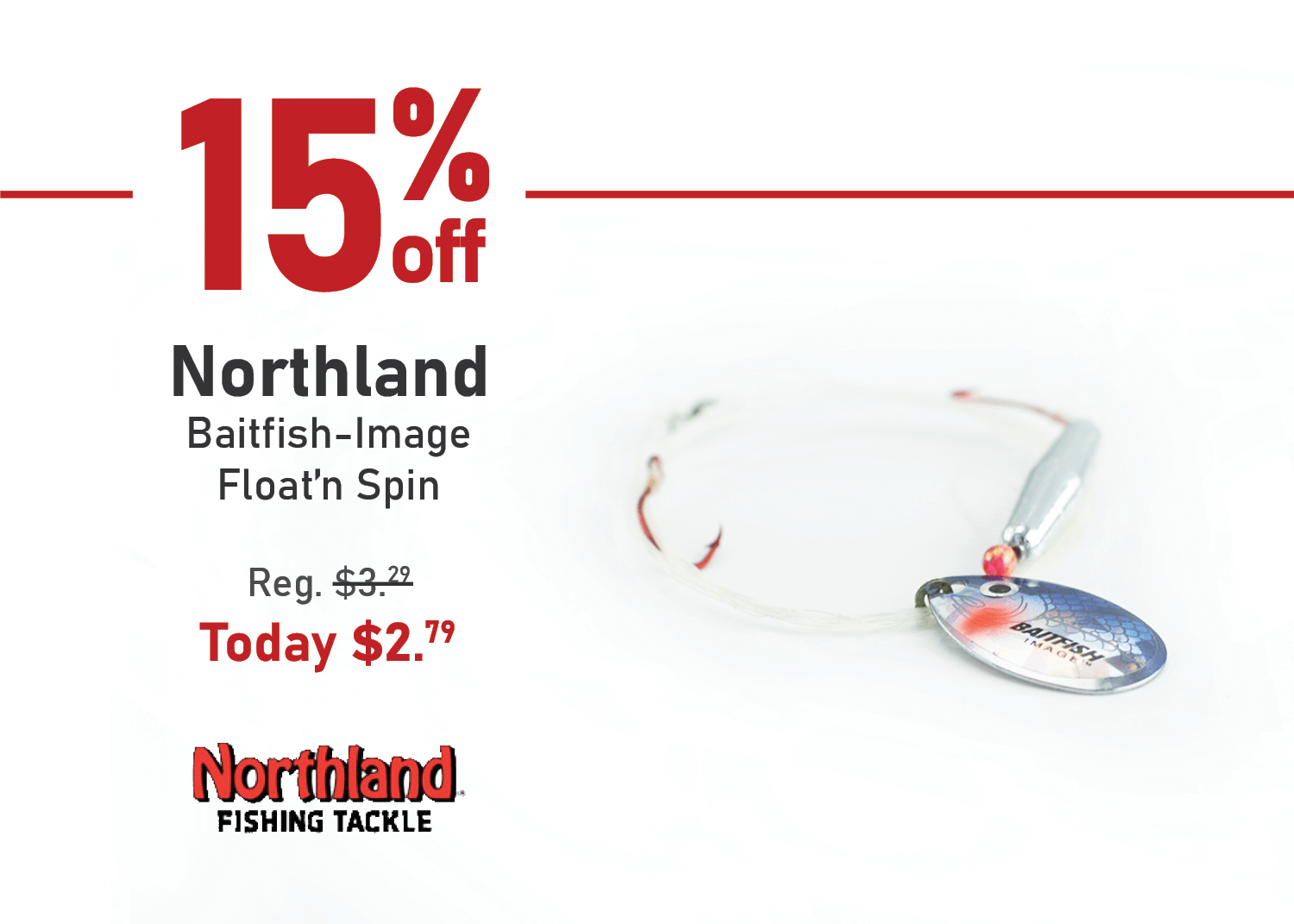 Save 15% on the Northland Baitfish-Image Float'n Spin