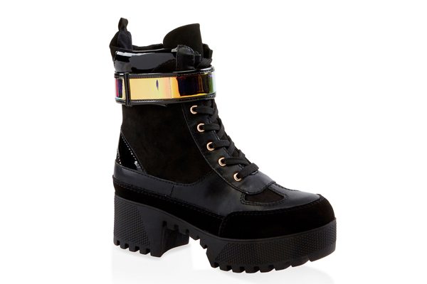 Velcro Strap Detail Platform Boots