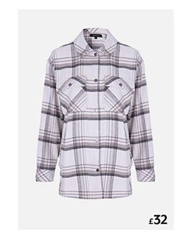 Womens Cream Check Shirt Jacket