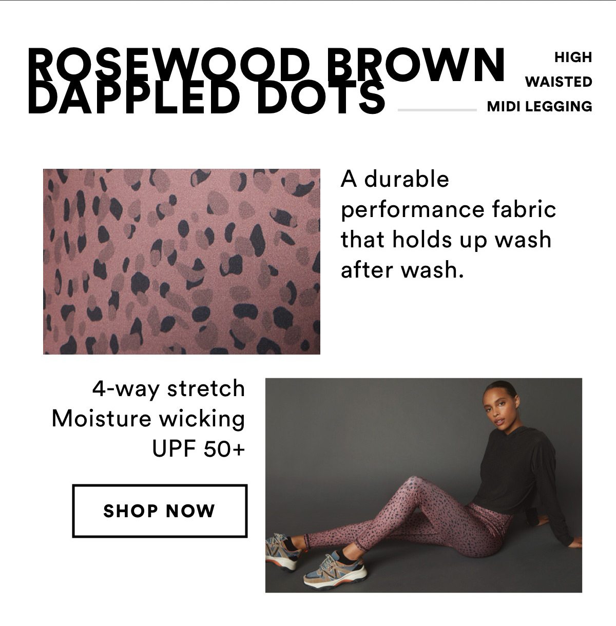 Rosewood Brown Dappled Dots High Waisted Midi Legging
