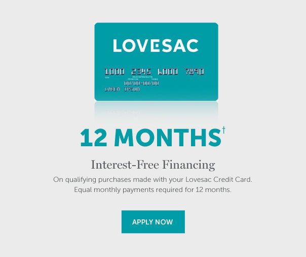 12-MONTHS Interest-Free Financing | On qualifying purchases made with your Lovesac Credit Card. Equal monthly payments required for 12 months. | APPLY NOW >>