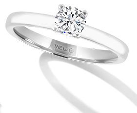 14K White Gold Leo Diamond Solitaire Engagement Ring