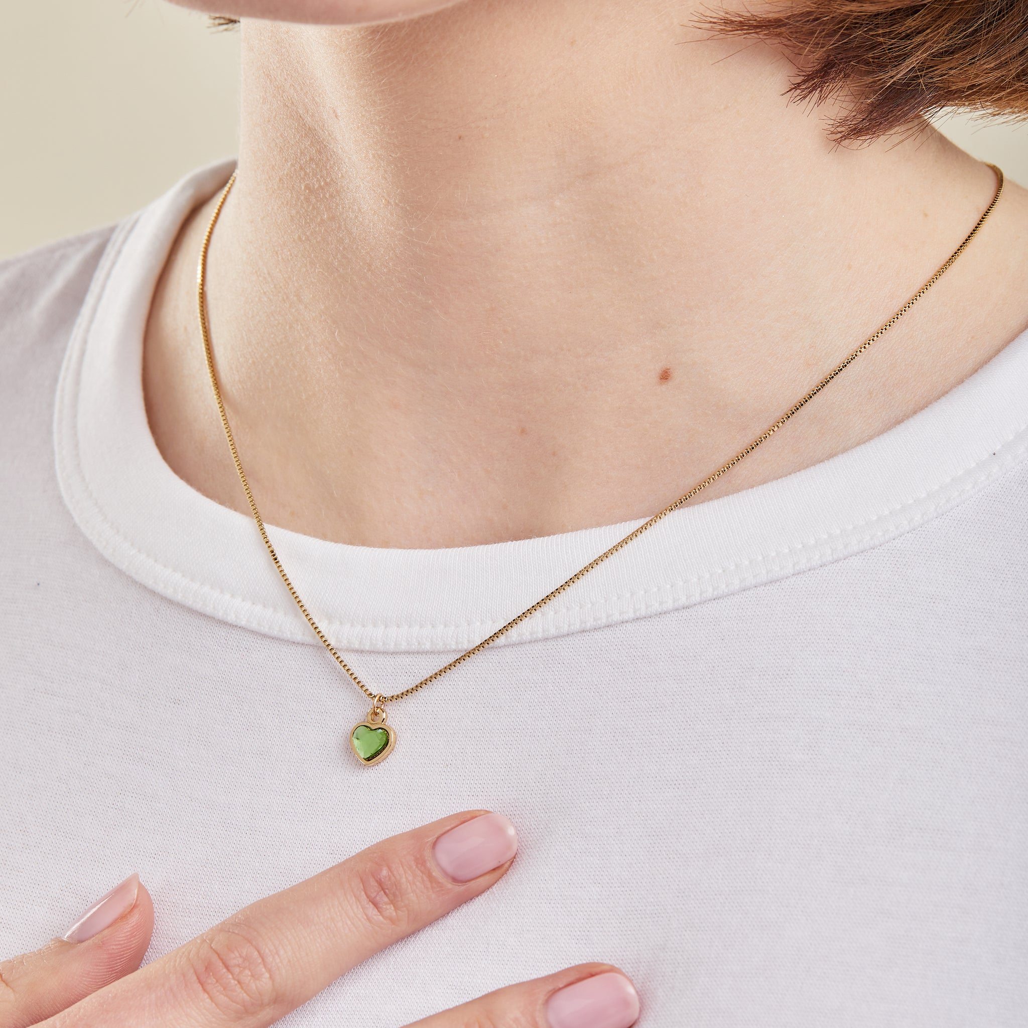Peridot Heart Necklace, August Birthstone