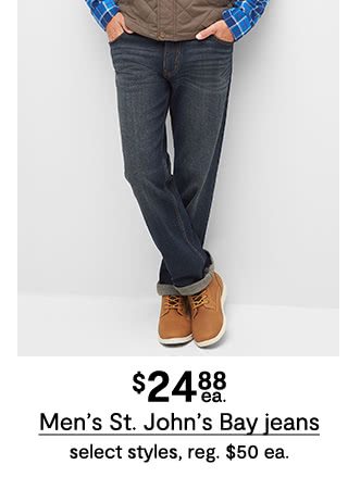 $24.88 each Men's St. John's Bay jeans, select styles, regular $50 each