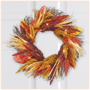 Decorative Fall-Colored Wheat Wreath