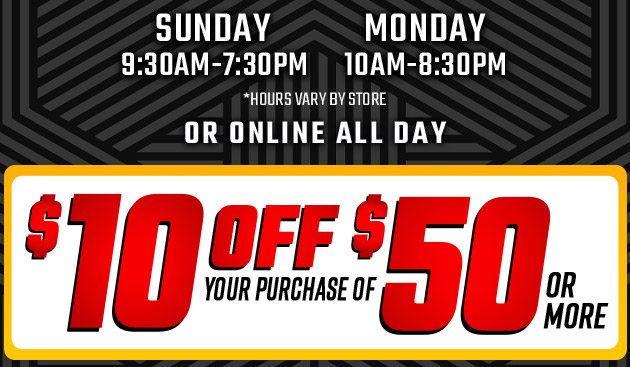 $10 off $50. Exclusions apply. Use code E241027