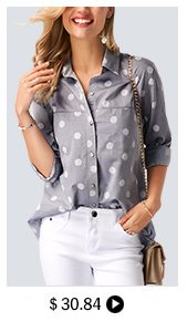 Turndown Collar Polka Dot Print Shirt