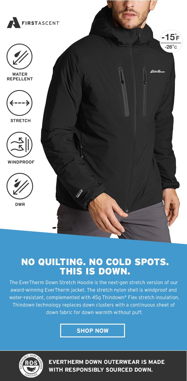 eddie bauer evertherm down stretch hoodie