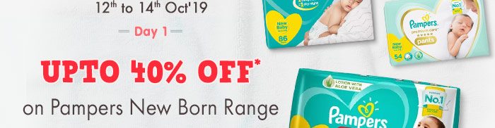 UPTO 40% OFF* on Pampers New Born Range