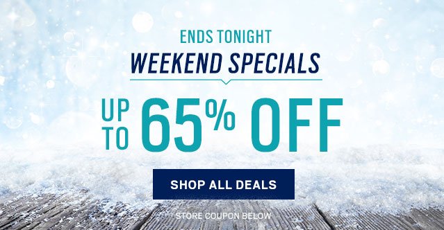 ENDS TONIGHT | WEEKEND SPECIALS UP TO 65% OFF + $149.99 Designer Sport Coats + $179.99 JOE by Joseph Abboud Suits + Extra 30% Off - 60% Off Clearance + $59.99 Wool Dress Pants + $39.99 All Dress Shirts and More - Shop Now