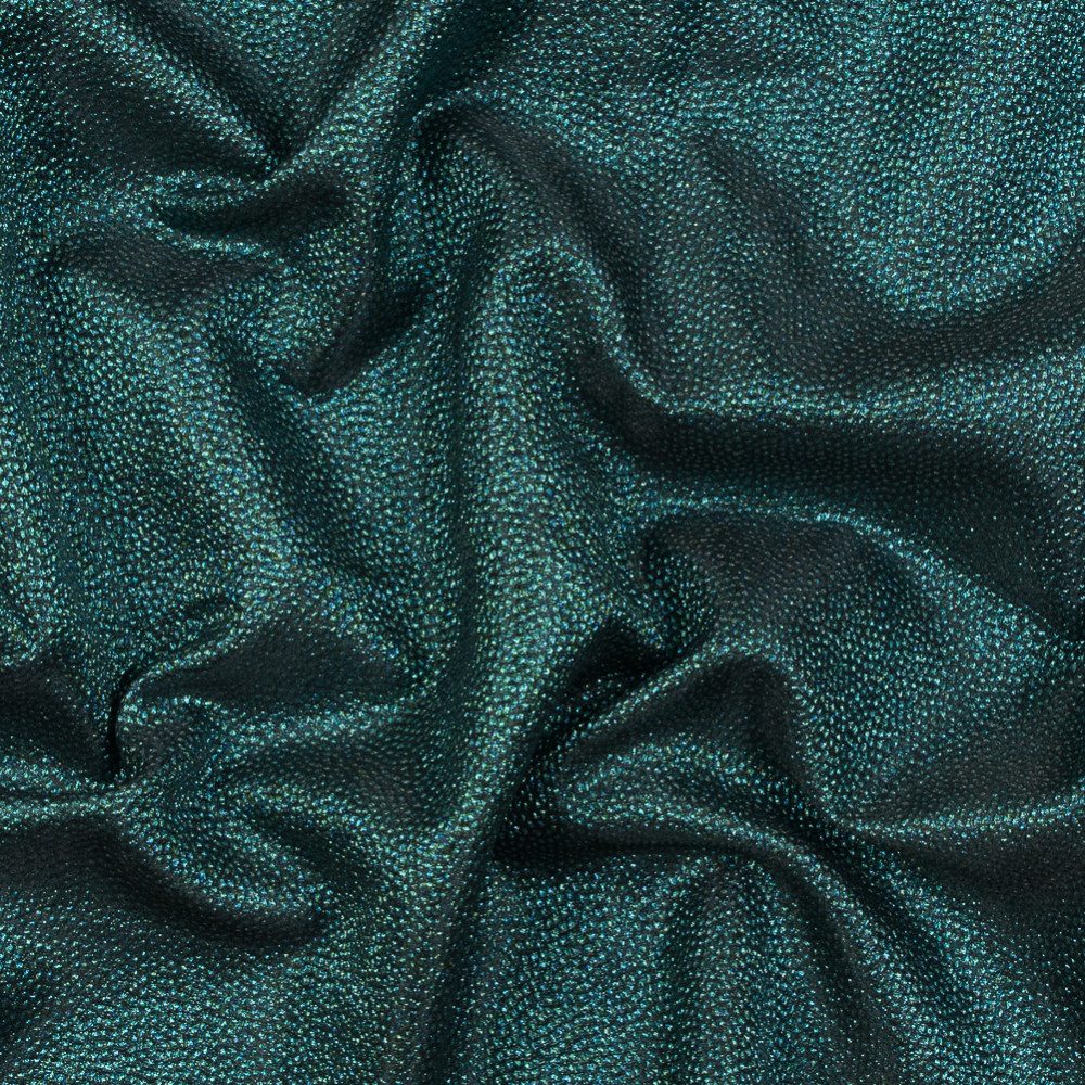 122204-SWATCH: Metallic Teal and Black Cheetah Spotted Luxury Brocade