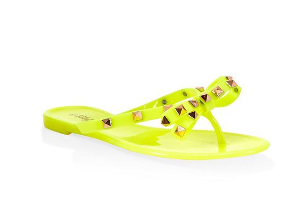 Studded Bow Jelly Flip Flops