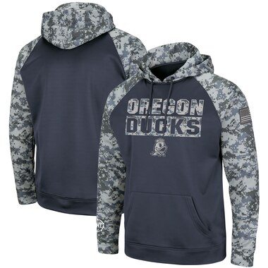 Oregon Ducks Colosseum OHT Military Appreciation Digi Camo Raglan Pullover Hoodie - Charcoal/Camo