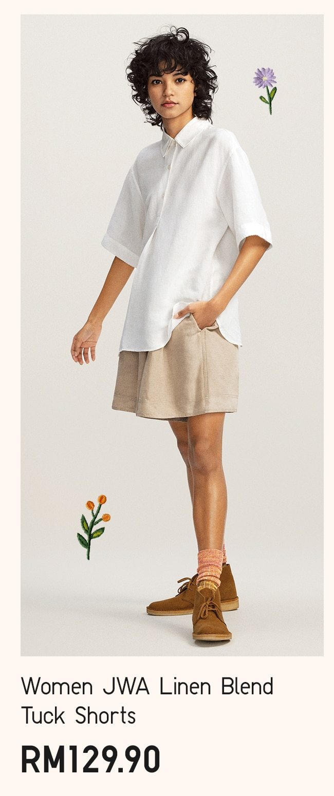 WOMEN JWA LINEN BLEND TUCK SHORTS