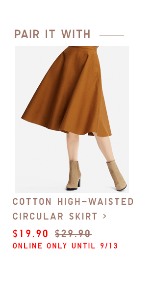 COTTON HIGH-WAISTED CIRCULAR SKIRT $19.90 - ONLINE ONLY UNTIL 9/13