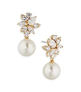 Nadri Chiara Stone Cluster & Imitation Pearl Drop Earrings 