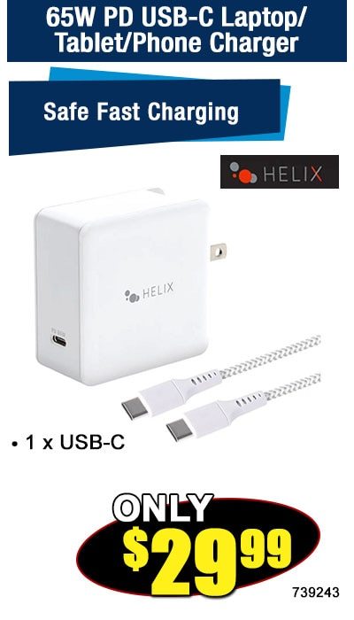 65W PD USB-C Laptop/Tablet/Phone/Charger