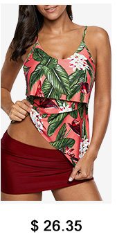 Layered Open Back Printed Tankini Set