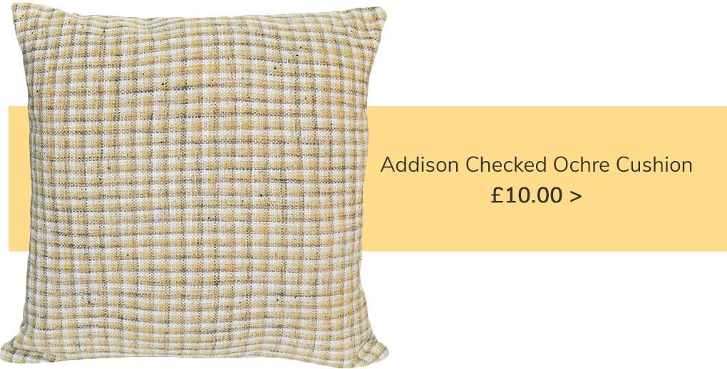 Addison Checked Ochre Cushion