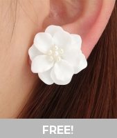 White Plants Patchwork Pearl Floral Earrings