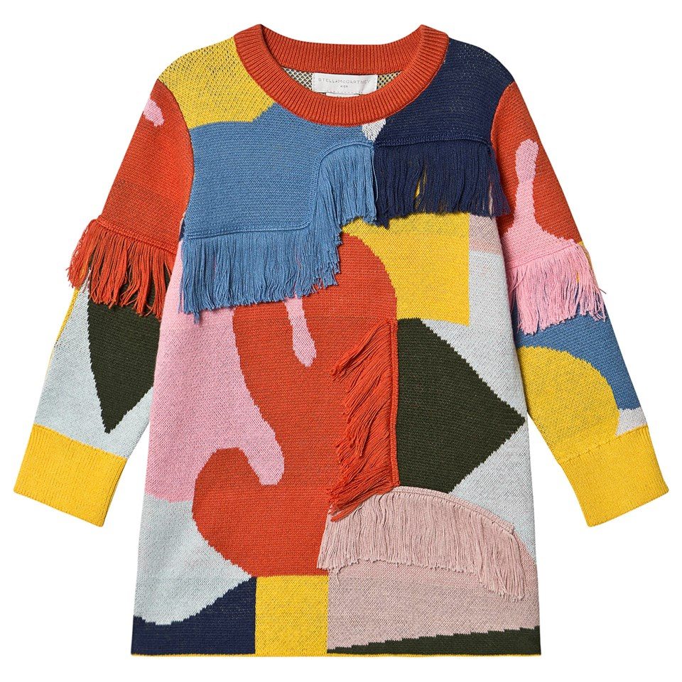 Stella McCartney Kids Multi Patchwork and Fringe Jumper Dress From 