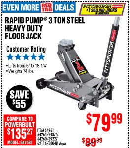 View 3 ton Steel Heavy Duty Floor Jack with Rapid Pump®