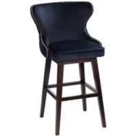 Ariana 29 1/2" Brass Trimmed Navy Blue Swivel Bar Stool
