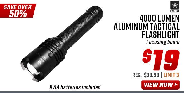 U.S. Army 4000 Lumen Aluminum Tactical Flashlight