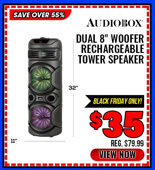 Audiobox Dual 8'' Woofer Rechargeable Tower Speaker