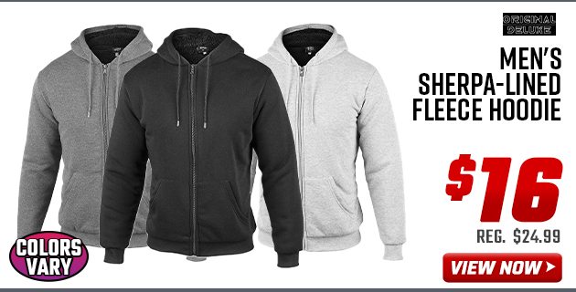 Original Deluxe Men's Sherpa-Lined Fleece Hoodie
