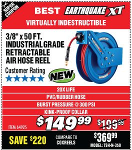 View View 3/8 in. x 50 ft. Industrial Grade Air Hose Reel