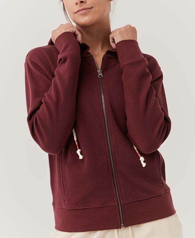 Thermal Waffle Zip Hoodie