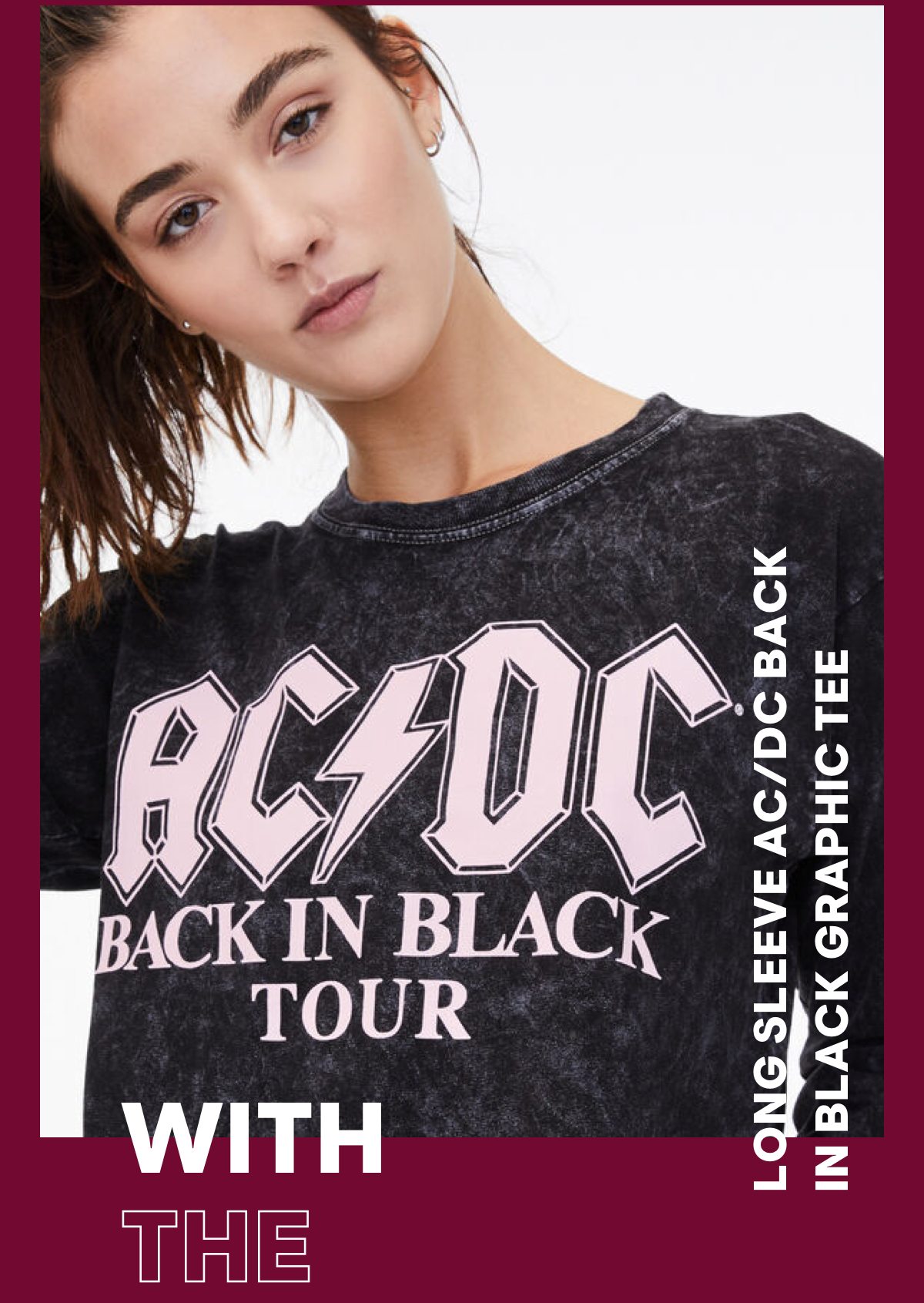 Girls Long Sleeve AC/DC Back In Black Graphic Tee